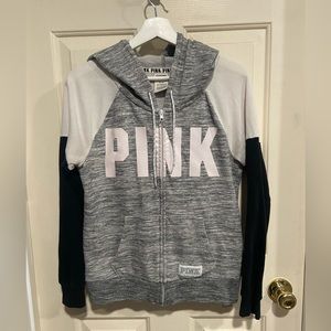 Victoria's Secret PINK Women’s M Jacket Full Zip, Long Sleeve, Pockets, B&W/Gray